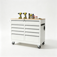 Coffre à outils roulant à 9 tiroirs avec plateau en bois/acier, armoire de rangement mobile pour outils configurable en option, OEM disponible, garantie de 3 ans