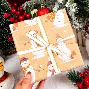 MAYPLUSS Christmas <b>Wrapping</b> <b>Paper</b> Roll 17in X 33ft Kraft Snowman Pattern Holiday Gift Wrap - Product Image 5