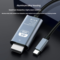 Câble Type-C vers HDMI 2m avec gaine en PVC, adaptateur 4K 30Hz pour téléphone, tablette, ordinateur portable, mise en miroir sur téléviseur HD/moniteur/projecteur