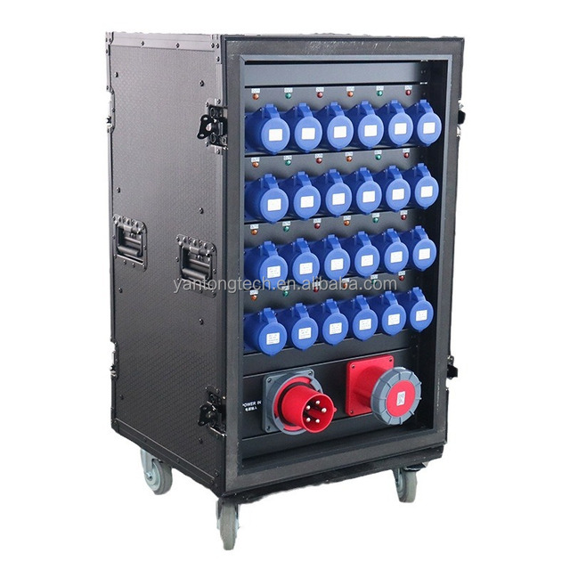 YT Power Plug Distribution Station DJ Platform Light IP67 Rated 110/220V Orange/Black 24 Plugged Distribution Box for Stage