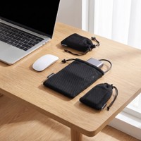Pochette en maille 3D Premium avec cordon de serrage polyvalente pour gestion des câbles et chargeurs de téléphone – Promotion personnalisable