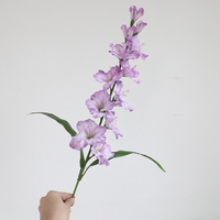 Bunga Gladiolus Buatan Tangkai Panjang, Bunga Gladiolus Sutra Imitasi Ungu Putih, Bunga Lily Pedang Palsu untuk Dekorasi Vas Rumah