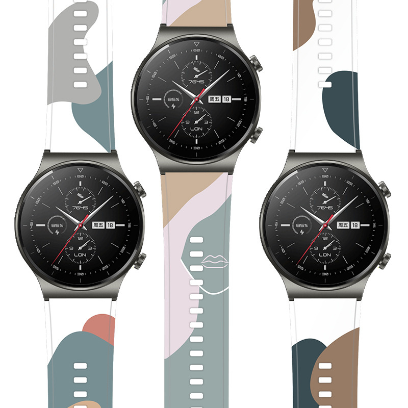 22mm Silicone Wristband Color Contrast Rubber Sport Watch Strap Band For Huawei Gt 2 Pro