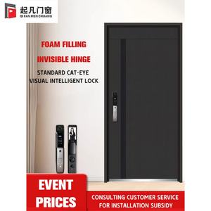 Porte d'entrée principale résidentielle extérieure moderne de haute qualité en acier de sécurité finition acier inoxydable antivol fabriquée en Chine - Product Image 5