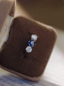 Anillo de Boda Xinfly con Diamantes de Moissanita y Zafiro Personalizados, Oro Blanco Real de 18k - Product Image 5