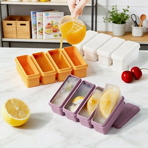 Moule à glace en silicone rectangulaire, 4 cavités, pour friandises glacées, bac à glaçons long avec couvercle, moules à blocs de glace - Product Image 1