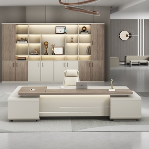 Muebles de oficina de diseño de lujo ligero E1 Mesa ejecutiva Ceo de madera Escritorio de oficina de diseño de alta calidad para edificio de oficinas - Product Image 3