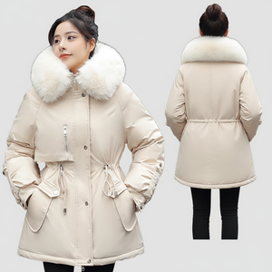 Chaqueta de Invierno Acolchada Personalizada para Mujer al por Mayor con Cuello Desmontable, Transpirable, de Satén, Algodón y Nailon, Servicio OEM - Product Image 1