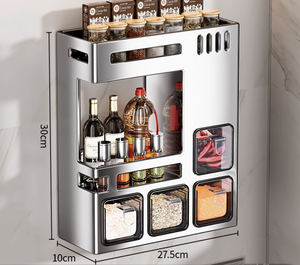 Estante de Almacenamiento de Cocina de Acero Inoxidable <span class=keywords><strong>para</strong></span> Montar en la Pared, Organizador de Condimentos, Sin Perforaciones, Soporte <span class=keywords><strong>para</strong></span> Utensilios y <span class=keywords><strong>Especias</strong></span> - Product Image 4
