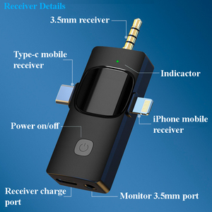 K15-3in1 IOS Type-C 3.5mm Micro không dây cho âm thanh và video ghi âm Lavalier ve áo mics Microphone Studio ghi âm - Product Image 4