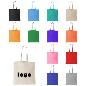 Individuelles Logo Größe bedruckte umweltfreundliche recycelte wiederverwendbare einfarbige blanke bio-Calico-Baumwoll-Lenkwand Lebensmittel einkaufen Tinte-Tasche