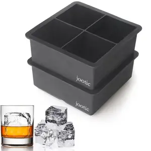 Graziosi disegni a secco 4 giganteschi Whiskey Whiskey Silicone grande quadrato cubetto di ghiaccio contenitore stampi