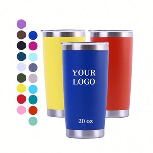 แก้วกาแฟนมสองชั้น สแตนเลสสุญญากาศเคลือบสีฝุ่น ขนาด 20 ออนซ์ พร้อมฝาเลื่อน สั่งทำโลโก้ขายส่งได้ - Product Image 1