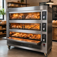 Oven Panggang Listrik 3 Dek 9 Loyang Industri Komersial Besar, Oven Roti 6 Loyang untuk Toko Roti, Restoran, Hotel