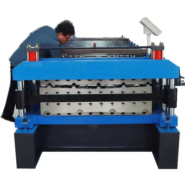 Fully Automatic Double Layer Iron IBR Roofing Sheet Corrugated Metal Sheet Glazed Tile Roll Forming Machine Building Materials
