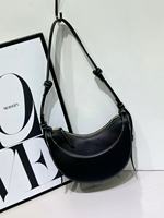 Sac à bandoulière croisé haut de gamme en PU, design croissant, style niche, pour femme, avec fermeture éclair, collection 3320 #