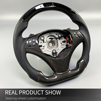 Volant personnalisé en fibre de carbone véritable pour BMW Série E E87 E90 E91 E92 E93 2004-2013, compatible avec les palettes de changement de vitesse magnétiques