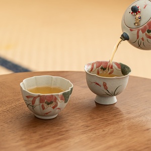 Caramel Hand-painted Drama Lotus Cup Ceramic Household Tea Tasting Cup Kung Fu Tea Set Tea Cup Gold Painting Coarse Pottery - Product Image 3