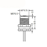 Conector de cable M5 de 3/4 pines, IP67, impermeable, automotriz, de acero inoxidable, para montaje frontal en panel PCB, con receptáculo hembra y brida