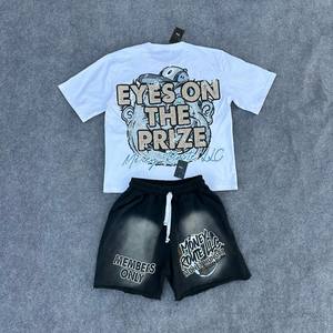 Set <span class=keywords><strong>di</strong></span> Shorts senza maniche Casual stile estivo personalizzato Shorts T Shirt in cotone a manica corta Set <span class=keywords><strong>tuta</strong></span> da <span class=keywords><strong>uomo</strong></span> 2 pezzi - Product Image 2