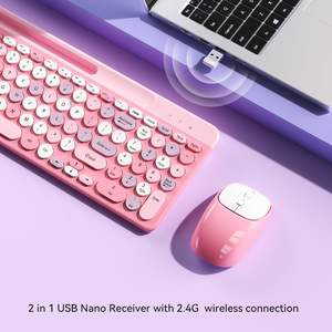 XISOGUU Ultra Thin Retro Wireless Keyboard <b>Mouse</b> Combo Full Size 2.4GHz USB <b>for</b> Laptop Desktop Projector TV English Multimedia - Product Image 2