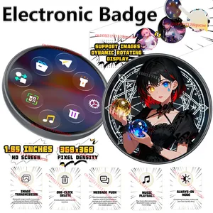 Broche vidéo numérique rechargeable avec écran tactile HD 1,85 pouces, téléchargement Bluetooth, Open Source, Open API, programmable DIY, personnalisable OEM, IA intégrée - Product Image 1