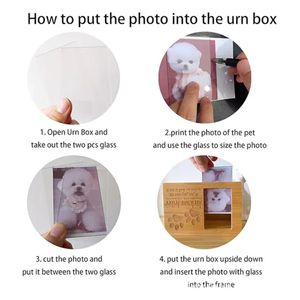 Wooden Pet Urn Rectangle 16x11x11cm With Photo Frame For Cats And Dogs <b>Memorial</b> <b>Box</b> - Product Image 4