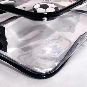 Bolsa de PVC con diseño de fútbol, ​​bolsa de cosméticos impermeable con cremallera para viaje, almacenamiento de artículos de tocador, estuche organizador de maquillaje para regalo de aficionados al deporte - Product Image 4