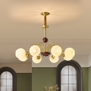 Lámpara de araña de estilo vintage francés, fuente de luz LED E27, iluminación redonda de múltiples cabezales para el hogar, para sala de estar, dormitorio, comedor - Product Image 2
