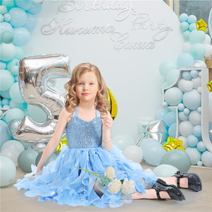 Costume d'Halloween pour enfants sur mesure OEM, robe de princesse à paillettes en spirale double couche pour filles, tenue de scène - Product Image 4