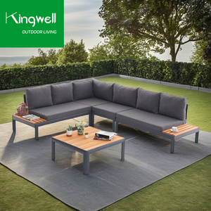 Fascia alta <span class=keywords><strong>balcone</strong></span> salotto moderni impermeabili all'aperto divani in alluminio mobili <span class=keywords><strong>da</strong></span> giardino a forma di L Set per il tempo libero <span class=keywords><strong>divano</strong></span> componibile <span class=keywords><strong>da</strong></span> giardino - Product Image 1