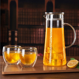 Pichet à eau froide en verre épais, grande capacité, anti-explosion, résistant aux hautes températures, idéal pour les jus d'été et les coupes à citron - Product Image 1