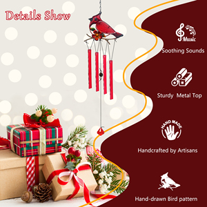 Handmade hiện đại kim loại động vật chủ đề chim đỏ chuông gió ngoài trời trang trí sân vườn - Product Image 1