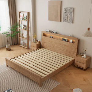 Cama doble de madera sólida de estilo nórdico, cama matrimonial de 1,8 m, Simple y moderna, estilo japonés - Product Image 5