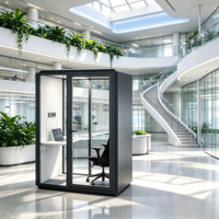 Cabine de bureau insonorisée individuelle, modulaire et mobile, avec éclairage 4000K, prête à l'emploi et autoportante