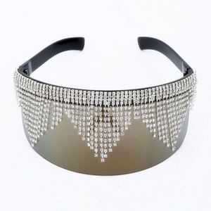 Lunettes de soleil tendance 2020, vente chaude, UV400, surdimensionnées, avec strass, verres monobloc, pour femmes - Product Image 5