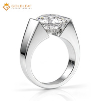 Goldleafgems Özel Tasarım 10K 14K 18K Beyaz Altın DEF Yuvarlak Laboratuvarda Yetiştirilmiş Elmas Erkek Yüzüğü 2CT 3CT 4CT Günlük İş Lüks Mücevheri