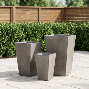 Modern <b>Square</b> Concrete Planters Set Outdoor Garden Minimalist Style Flower <b>Pots</b> for Green Plants - Product Image 1