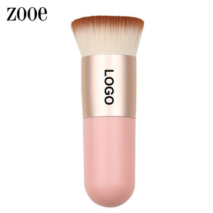 Pinceaux de maquillage portables roses de haute qualité fond de teint en poudre rond unique pinceau Kabuki grands outils de maquillage - Product Image 1