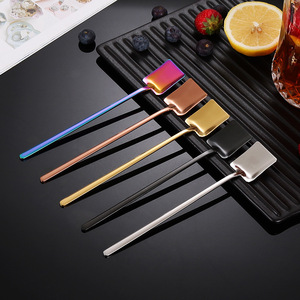 304 Stainless Steel Long Handle Square Head <b>Spoon</b> Shovel Creative Ice <b>Spoon</b> For Bars <b>Coffee</b> Stirring Seasoning <b>Spoon</b> - Product Image 4
