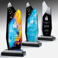 HBL sıcak özel Logo kristal Trophy hediyeler toptan K9 boş kristal küpler kristal sekizgen ödülü