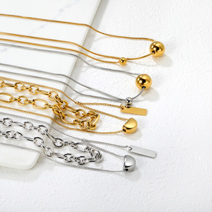 Collar minimalista con colgante de doble cadena, cadena de clavícula geométrica con forma de corazón de aleación de zinc para mujer, accesorio de joyería de moda - Product Image 1