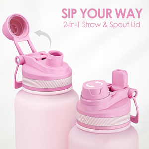 OEM 32oz 18oz Double Wall Stainless Steel Tumbler Eco-Friendly Sports Vacuum Insulated Water Bottle with <b>2</b>-in-1 Straw Spout Lid - Product Image 3