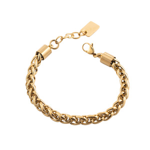 Pulsera de Cadena Gruesa de Acero Inoxidable Chapada en Oro para Hombre, Diseño Geométrico, Joyería de Moda - Product Image 5