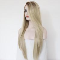 Perruque longue en dentelle synthétique ombrée | Dégradé blond doré avec effet d'ombre de racine | Fibres respectueuses de la chaleur pour les mariages de plage