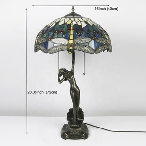 LongHuiJing 16-inches Dragonfly Tiffany Style Stained Glass Table Lamp 28.35-inch in Height - Product Image 5