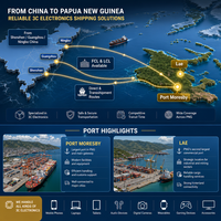 Transport maritime DDP rapide vers la Papouasie-Nouvelle-Guinée, livraison porte-à-porte depuis Guangzhou, Chine, pour les étuis de téléphone, les câbles, les accessoires USB