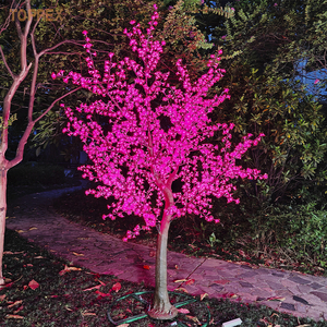 TOPREX Décoration de cour de Noël extérieure 3 m pleine grandeur LED scintillante japonaise rose fleur de <span class=keywords><strong>cerisier</strong></span> fleur arbre lumière - Product Image 1