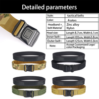 Ceinture tactique multifonctionnelle réglable à dégagement rapide en nylon avec boucle en alliage double couche intérieure et extérieure de 5,0 cm, longueur de 125 cm pour hommes