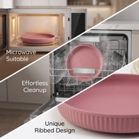 Ensemble de vaisselle pour bébé en silicone avec ventouse et compartiments, motif de dessin animé, écologique et compatible lave-vaisselle, assiette pour tout-petit avec logo personnalisé